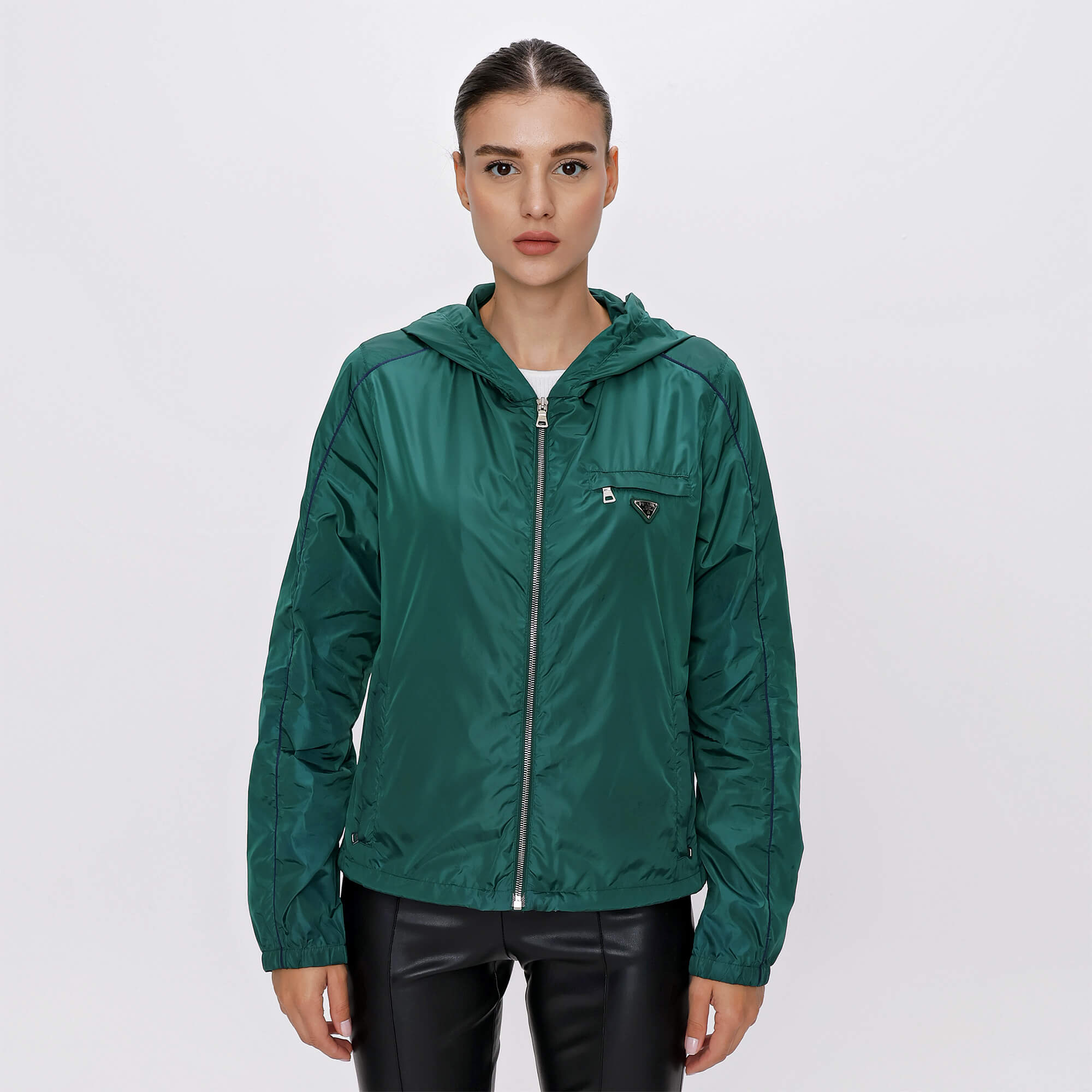 Prada - Green Nylon  With Zipper Jacket